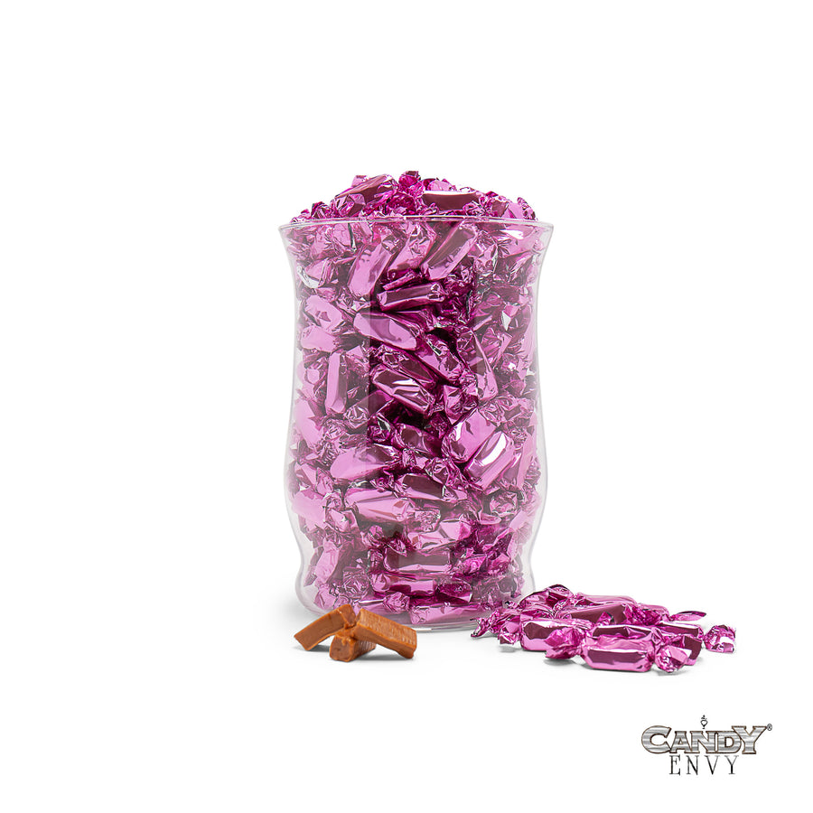 Hot Pink Foil-Wrapped Caramels - 2 lb Bag
