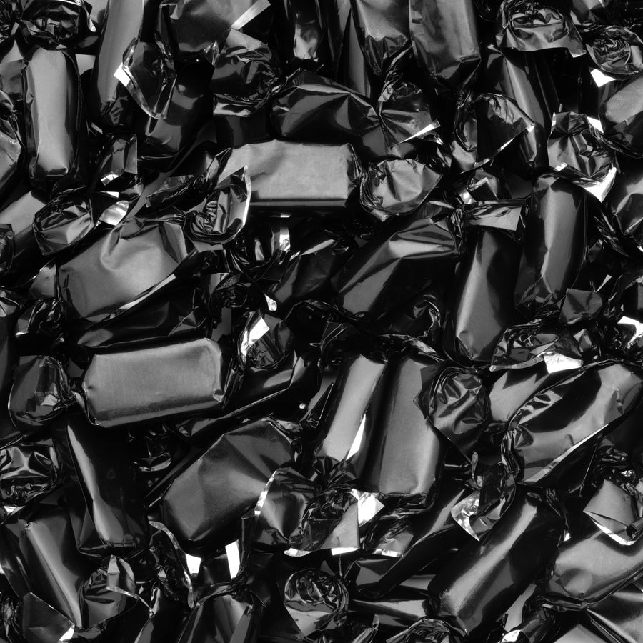 Black Foil-Wrapped Caramels - 2 lb Bag