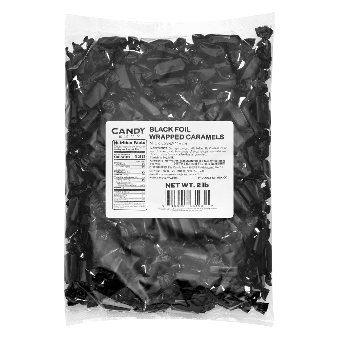 Black Foil-Wrapped Caramels - 2 lb Bag