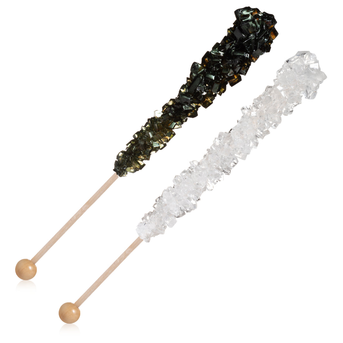 Black & White Rock Candy Crystal Sticks - Black Cherry and Original Sugar Flavors