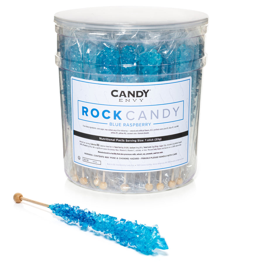 Blue Rock Candy Sugar Sticks - Blue Raspberry Flavor