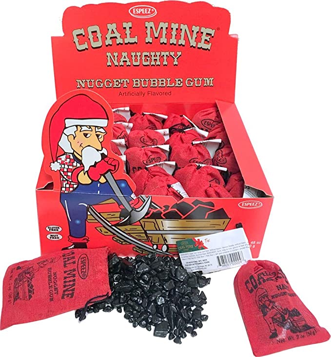 Coal Mine Naughty Black Nugget Gum - 24 Pack w/ Display