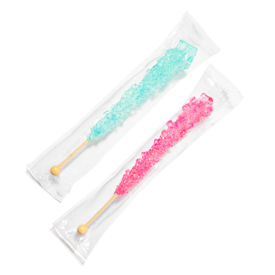Light Blue & Pink Rock Candy Crystal Sticks - Cotton Candy and Cherry Flavors