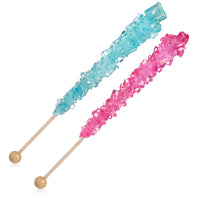 Light Blue & Light Pink Rock Candy Sugar Sticks - Cotton Candy and Cherry Flavors