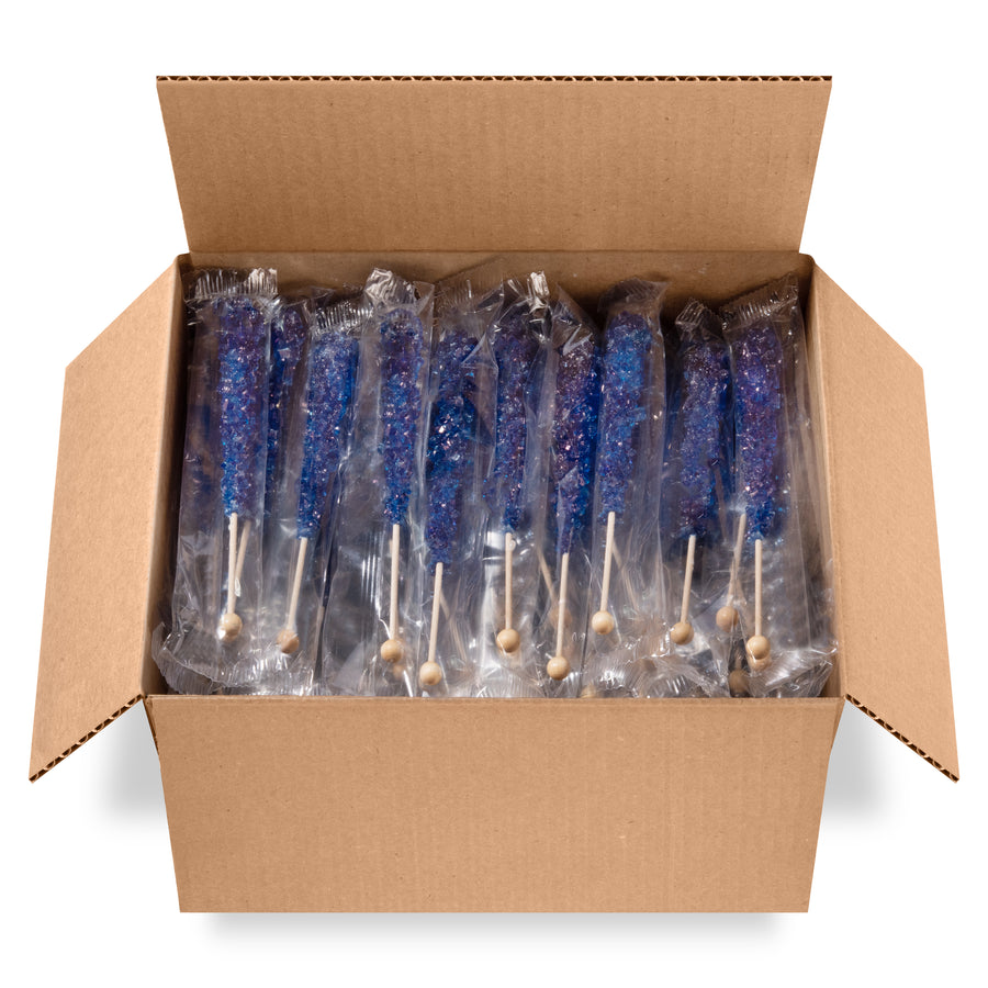 Navy Blue Rock Candy Crystal Sticks - Blue Raspberry Flavor
