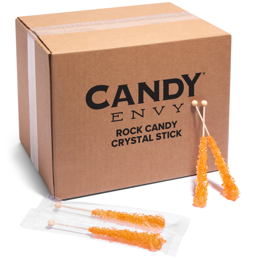Orange Rock Candy Crystal Sticks - Orange Flavor