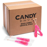 Pink Rock Candy Sugar Sticks - Cherry Flavor