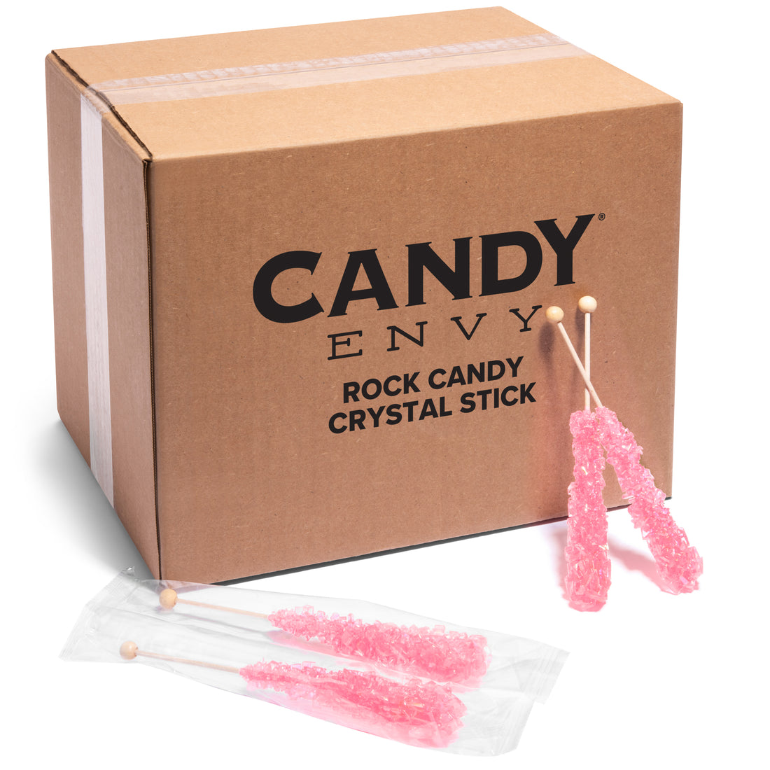 Light Pink Rock Candy Crystal Sticks - Bubble Gum Flavor