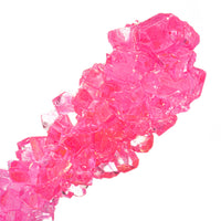 Up close look at Candy Envy's pink rock candy.