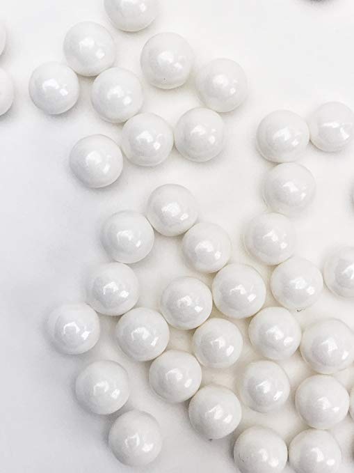 Shimmer White Hard Candy Pearls - 2 lb Bag